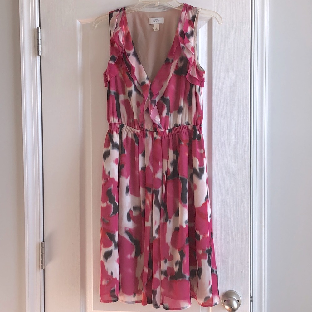 Ann Taylor LOFT sleeveless dress black, pink